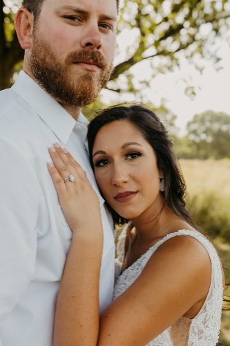Bride and groom sharing a close moment