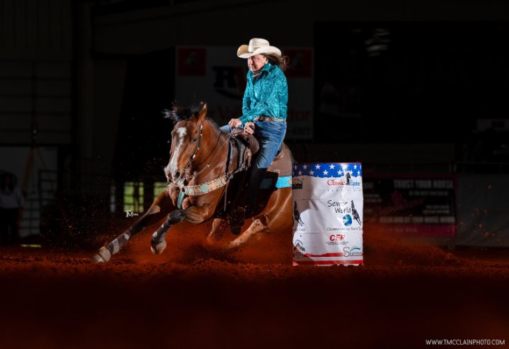 Barrel racing photo by Taylor McClain